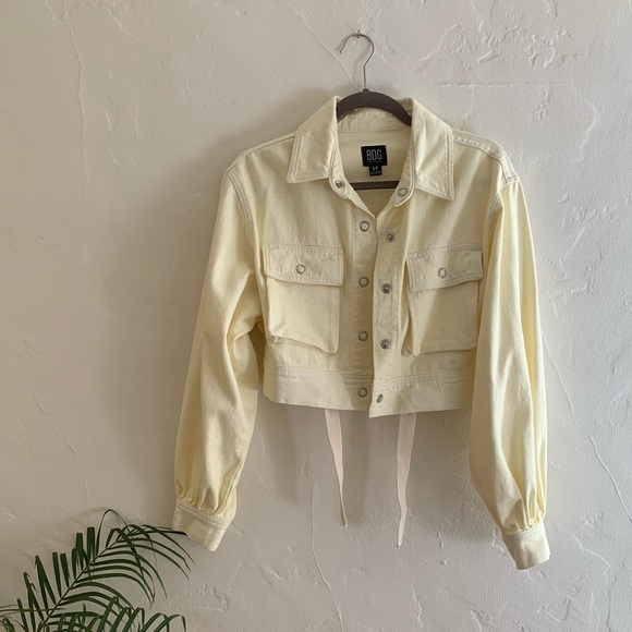 pastel yellow jean jacket
